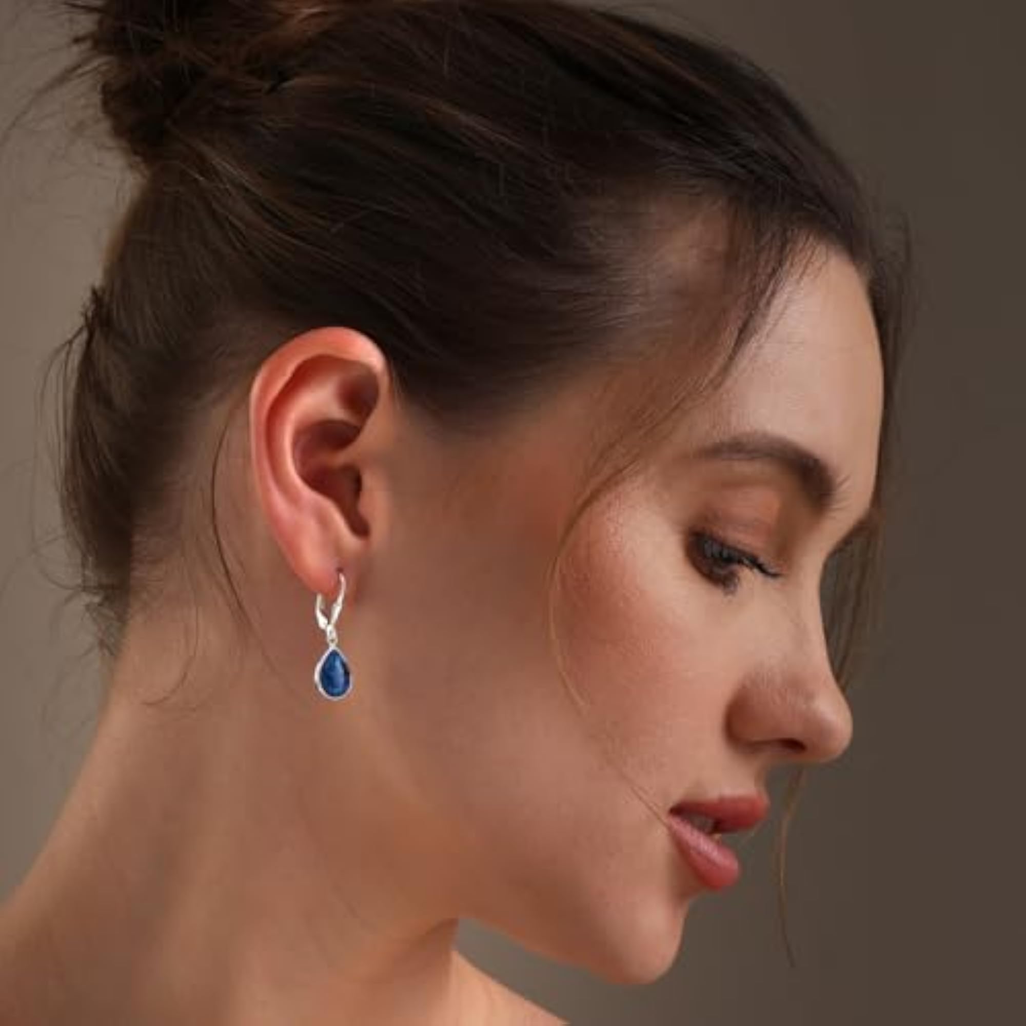 Women's Teardrop Opal Dangle Earrings in Sterling Silver